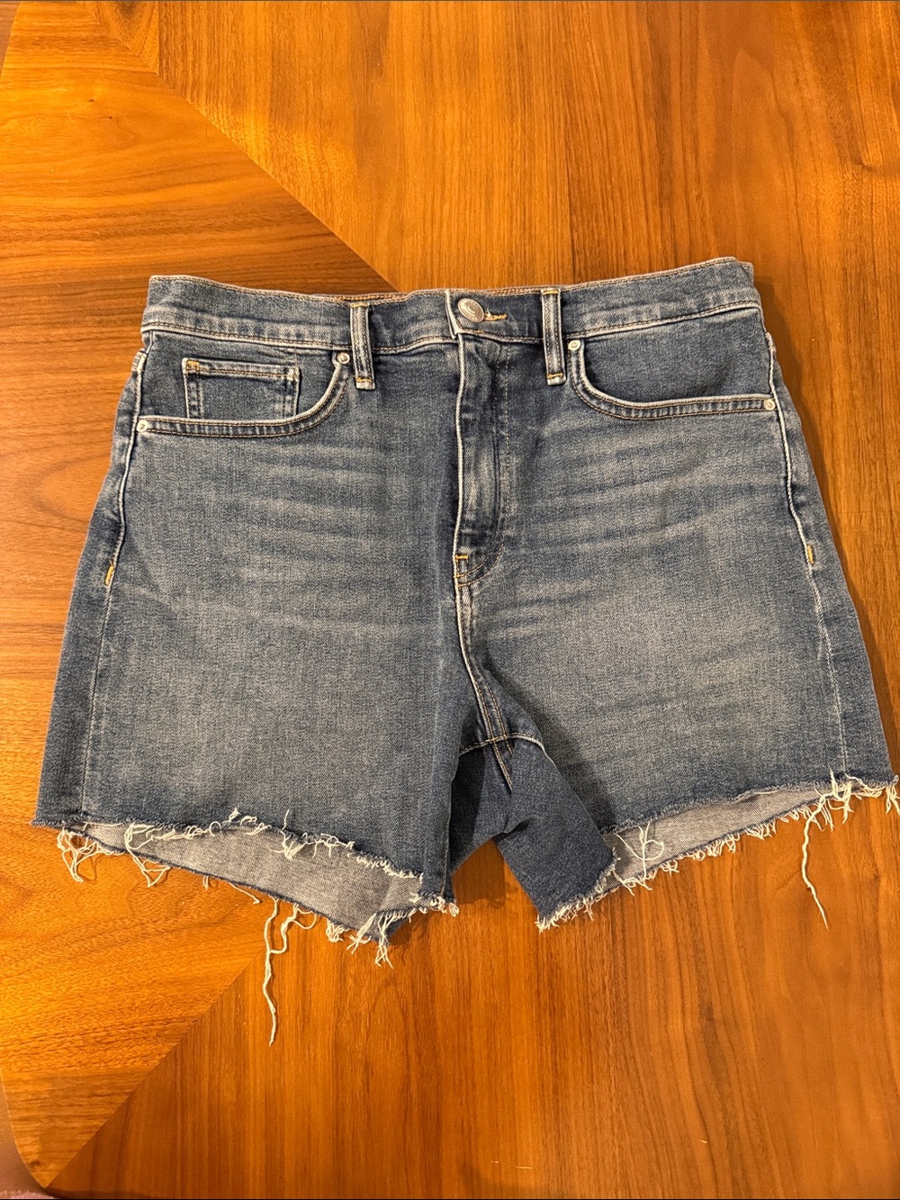 Hudson Jeans Distressed Blue Denim Cutoff Shorts